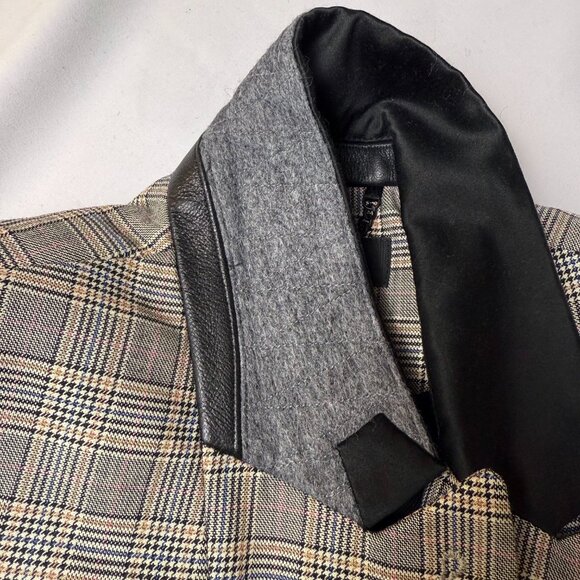 rag & bone | Size 6 | Ridley Plaid Wool Blazer with Leather and Wool Lapel - Picture 6 of 14